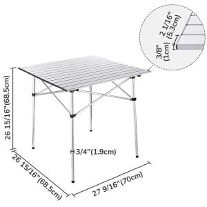 Embroidery or Printing Logo Lightweight Aluminum Roll Up Table for Beach Picnic