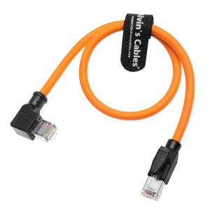 Alvin's Cables CAT6A Shielded Right Angle RJ45 Cable 2m Orange for PLC Robotics