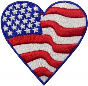 China Embroidered Heart Shaped USA Flag America Iron on Sew On Patch on sale