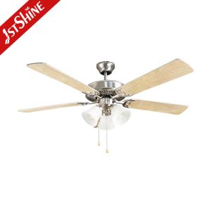 Metal Classic AC Motor Ceiling Fan With Light 5 Plywood Blades