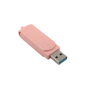 Type C USB Flash Drives Pink Plastis With Straw Recyclables Material And Custom