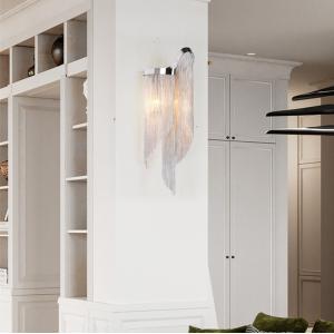 Cheap Plate Aluminium Tassel Led E14 Wall Scones D23 H60cm Chrome Stream Wall Sconce（WH-OR-197) for sale