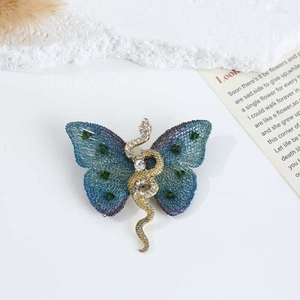 Quality Metallic Butterfly & Serpin Brooch - Handcrafted Blue Gradient Design with Personalization Options wholesale