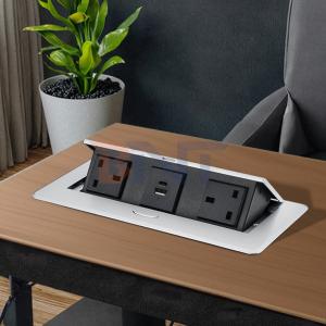 Custom Pop-Up Design Electric Power UK Plug Socket Flush Mount 2 Outlets Tabletop Socket for Meeting & Conference Tables