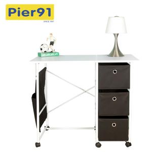 Practical Movable Home Office Computer Desk With 3 Fabric Drawers / Hanging