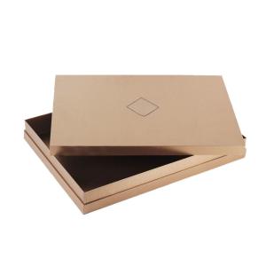 Custom Logo Elegant Lid Base Cardboard Gift Package Brown Rigid Paper Box With