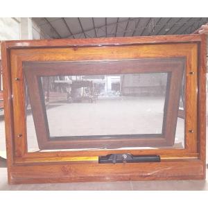 Soundproof Tempered Aluminium Frame Glass Window 60cm With Wood Grain