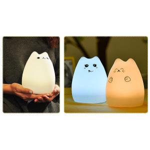 USB Charge Carton Silicone Night Light Multicolor Cute Cat Silicone Soft Nursery