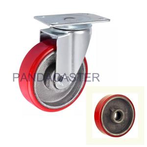 4 Inch Polyurethane Tread Iron Core Wheel Medium Duty Top Plate Swivel Caster