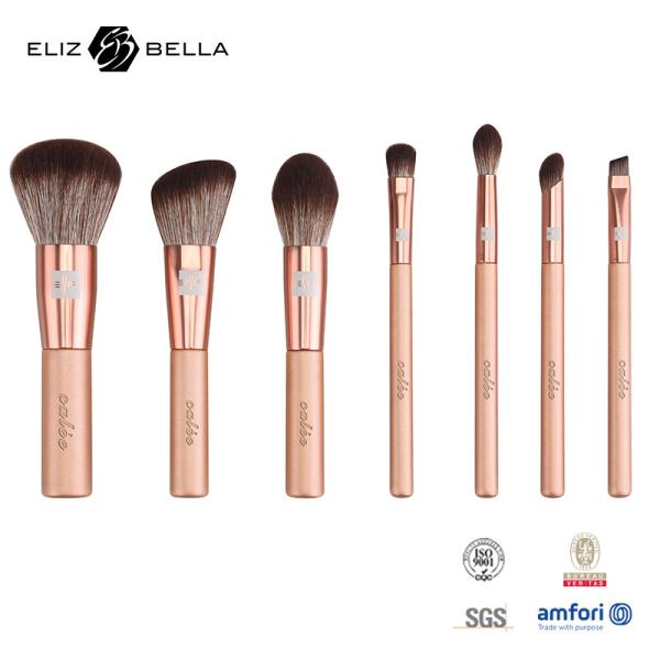 Quality 7pcs Customizable Travel Makeup Brush Set with Plastic Handle and Synthetic Hair wholesale