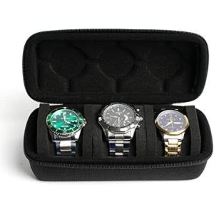 Cheap 3 watch travel case roll, Hard watch carry case roll display storage holder box with soft foam pillows snug fit all size for sale