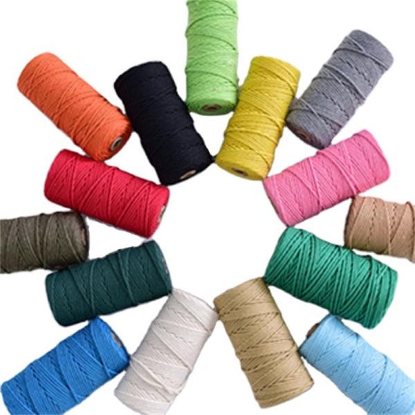 Quality DIY Decoration Manufacture Customized Twist 5mm Colored Cotton Rope with 100% Cotton wholesale