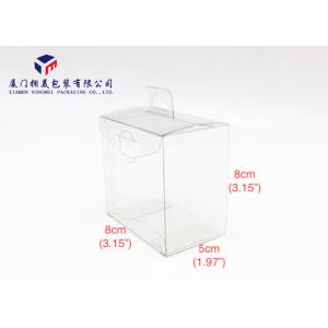 China 8*8*5cm Clear Plastic Box Packaging , Clear PET Box With Hang Strip On Top on sale