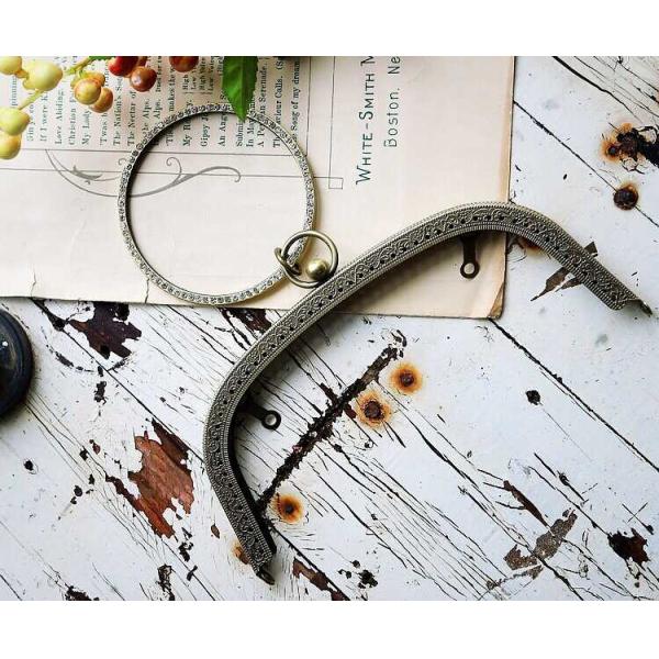 Flower Pattern O Ring Silver Purse Clutch Frames With Handle