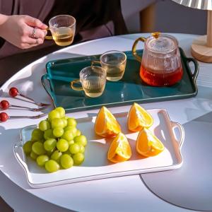 Ramadan Ceramic Tray With Gold Rim Handles Handpainted Eid Al Fitr Porcelain