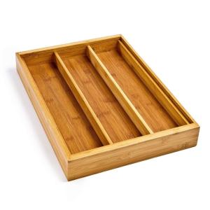Multipurpose Design Bamboo Expandable Cutlery Tray 5 Large Compartment