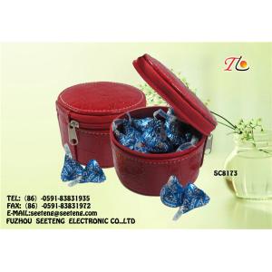China factory wholesale square and round PU leather candy boxes for promotion