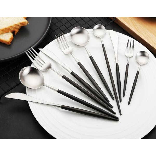 NEWTO High-grade NC099 Black and Silver Stainless Steel Cutlery Set Flatware Set Banquet Tableware