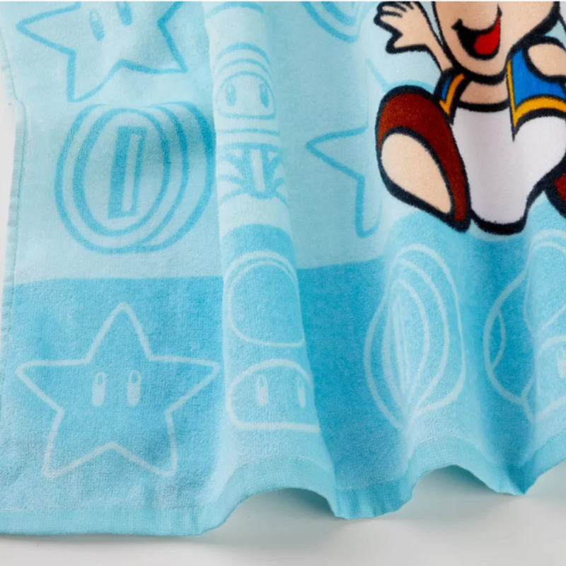 Super Mario Beach Towel with Quick-Dry Polyester and Reactive Printing for Kids