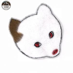 Towel Material Sew On Decorative Patches , Specially Designed Fox Embroidered