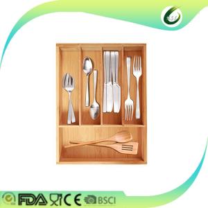Large bamboo utensil drawer organizer tray