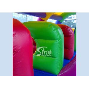 Outdoor kids race tunnel inflatable obstacle course with sun cover on top