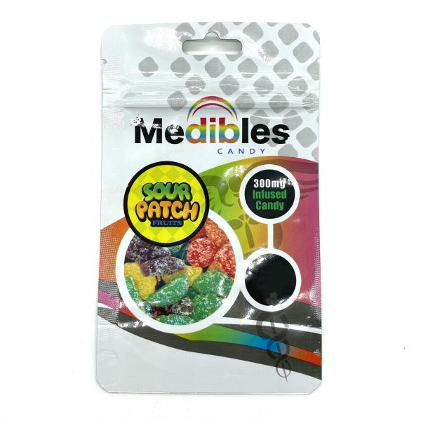 Gummies 300mg Three Side Seal Bag Biodegradable ziplockk Plastic Bags With Handle Hole