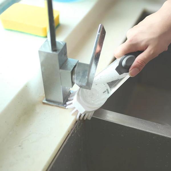 Kitchen Hand Held Dish Washing Pot Brush Automatic Soap Dispensing Customized