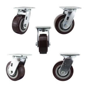 OEM Dark Red Polyurethane Wheel 230kg 5 Inch Swivel Casters