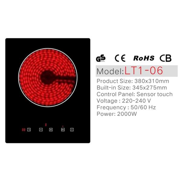 One Year Warranty Metal Base 240v 2000W Single Ceramic Cooktop