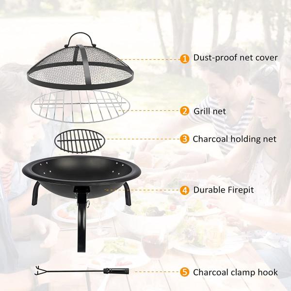 Outdoor Wood Burning Brazier Charcoal Barbecue Pit Steel For Camping Beach