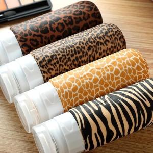 Leopard Grain Silicone Squeeze Travel Bottle Set Refillable TSA Approval 90Ml