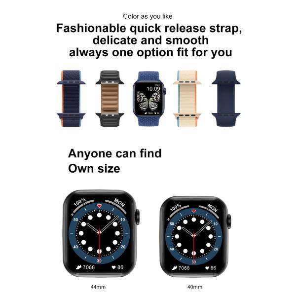 DT100 44mm Smart Watch Series6 Men Bluetooth Call 1.75" Full Touch ECG Blood Pressure Women Find Mobile PhonSmartwatch