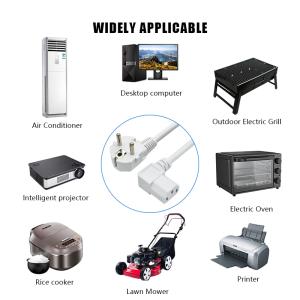 In Stock 1.2M White EU Power Cord Angled IEC C13 Cable European Power Cord 3 Pin