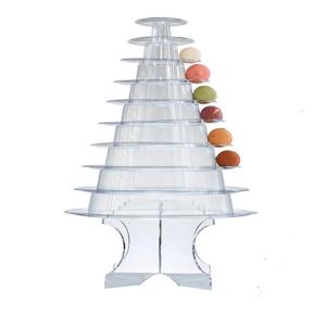 China Clear Black 10 Tier Macaron Pyramid Tower Macaron Display Stand on sale