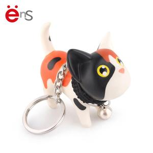 Cute Promotional Plastic Keychain , Pvc Rubber Keychain Cat Shaped
