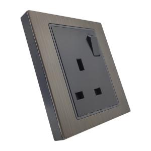 13 Amp 250 Volt Electrical Power Socket Metal Champagne Color