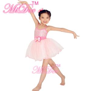 Pinky Tutu Dance Dress Leotard Under Mesh Spandex Polyester Material For Solo