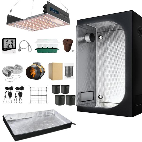 Quality Tunable Spectrum 150W Panel Full Grow Tent Complete Kit 4 Inch Fan And Filter wholesale
