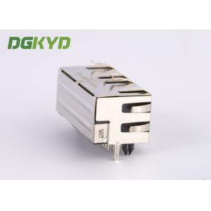 KRJ - 56S8P8C1X2ENL Metal Shielded 2 Port Rj45 Female Jack No LEDS Tab Up