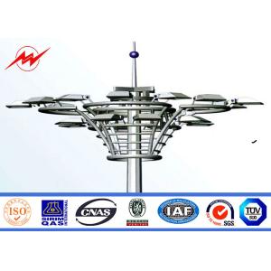 30M 3 Sections Parking Lot Lighting Solar Power Light Pole With Round Lamp Panel