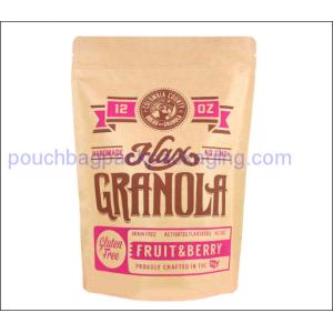 Kraft pack pouch, stand up packaging pouch with zipper for protein