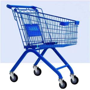 China 120 kg capacity heavy duty 100 mm wheel blue colour size super market  shopping trolleys & carts on sale