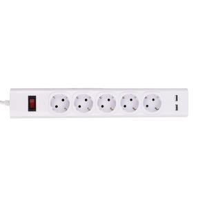 Cheap 5 outlet CE GS Tested Power Strip 1.5m Cord with Switch, 2USB, Surge Protector for sale