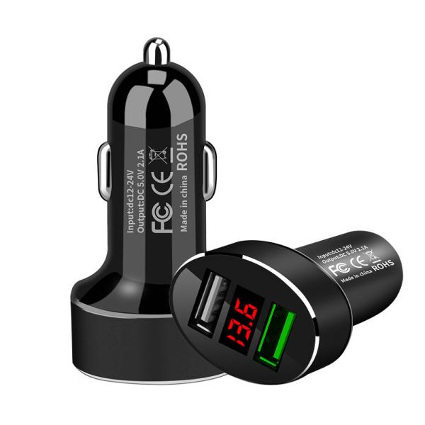 ODM Dual USB Fast Car Phone Charger 30W High Speed DC To DC Car Charger With LED