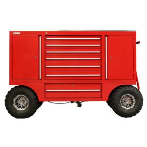 Silver Finish Mechanic Tool Box Roller Cabinet Pit Carts with Red and White Tool