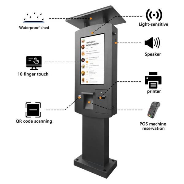 32" IP65 Waterproof Self Service Payment Kiosk Outdoor Terminal with POS Bracket