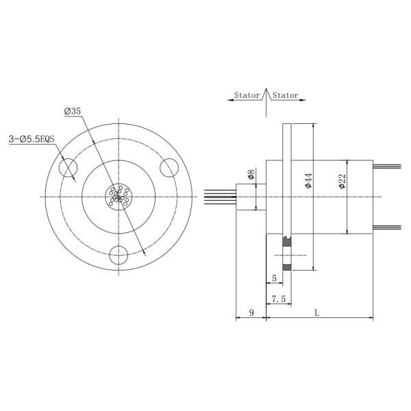 small wind turbine slip ring ,capsule slip ring ,6Current 60A