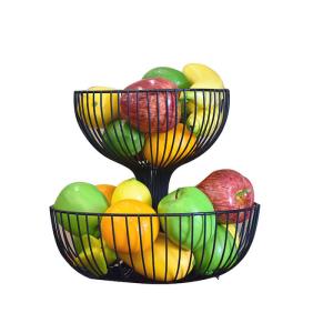 Cheap Customized Design Baking Black Iron 2-Layer Metal Fruit Plate 27*35*24CM for sale