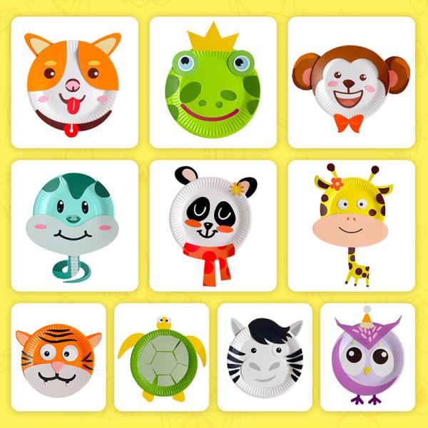 Quality Handmade Giftbox STEM Toy Foam Paper Plate Craft Kits 10 Animals for Toddlers wholesale